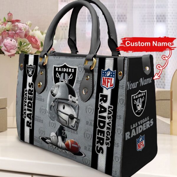 Custom Name NFL Las Vegas Raiders NFL Leather Hand Bag