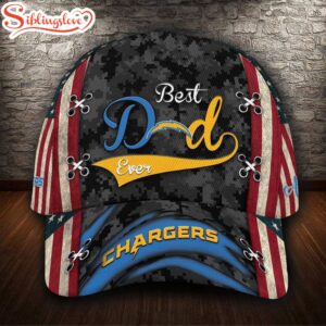 Custom Name NFL Los Angeles Chargers Best Dad USA Flag All Over Print 3D Classic Cap 0