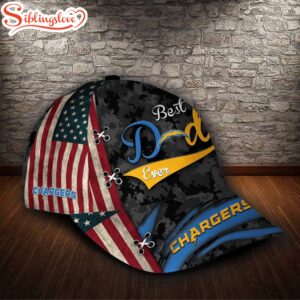 Custom Name NFL Los Angeles Chargers Best Dad USA Flag All Over Print 3D Classic Cap 1