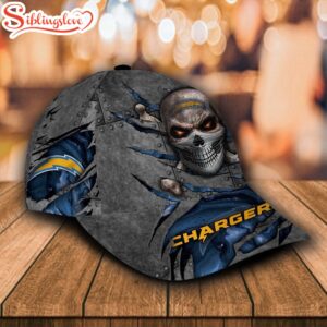 Custom Name NFL Los Angeles Chargers Skull All Over Print 3D Classic Cap 1