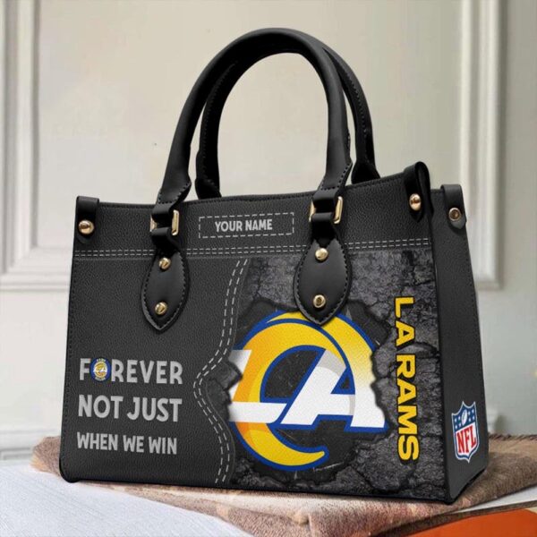 Custom Name NFL Los Angeles Rams Forever Not Just When We Win Leather Hand Bag