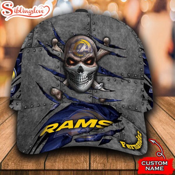 Custom Name NFL Los Angeles Rams Skull All Over Print 3D Classic Cap