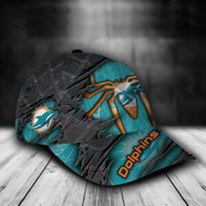 Custom Name NFL Miami Dolphins Spider Man All Over Print Cyan 3D Classic Cap 2