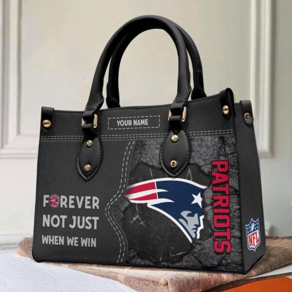 Custom Name NFL New England Patriots Forever Not Just When We Win Leather Hand Bag