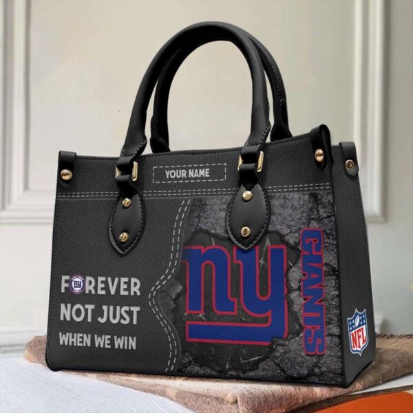 Custom Name NFL New York Giants Forever Not Just When We Win Leather Hand Bag