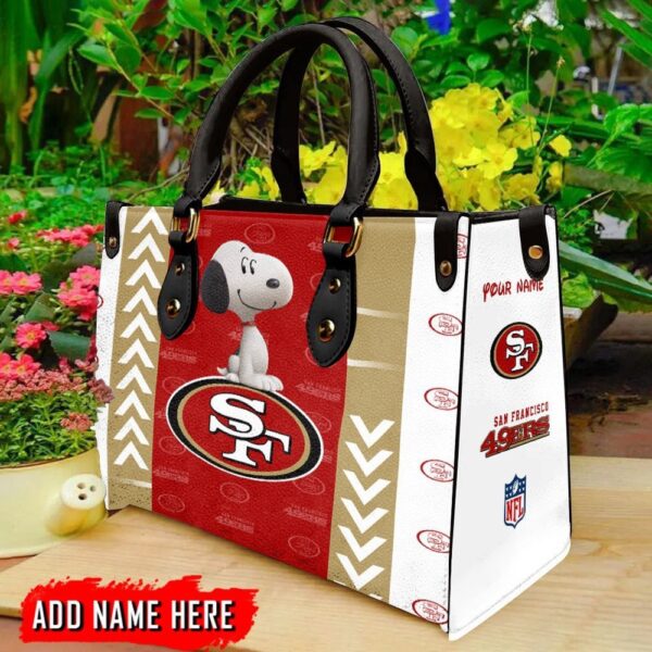 Custom Name NFL New York Giants Snoopy Dog Leather Hand Bag