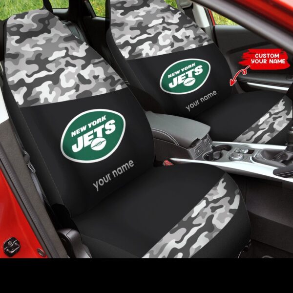 Custom Name NFL New York Jets Camo Car Seat Cover