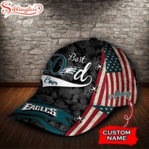 Custom Name NFL Philadelphia Eagles Best Dad Ever All Over Print 3D Classic Cap 2