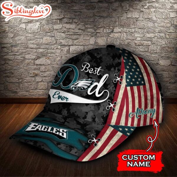 Custom Name NFL Philadelphia Eagles Best Dad Ever All Over Print 3D Classic Cap