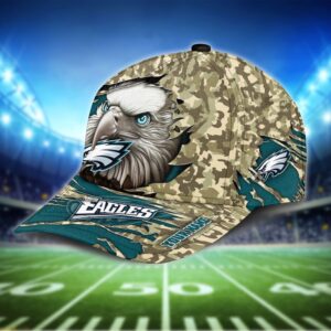 Custom Name NFL Philadelphia Eagles Camo Baseball Cap 2