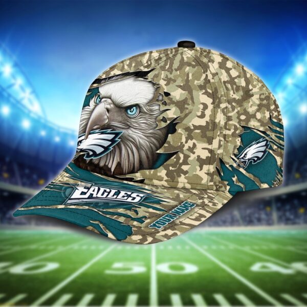 Custom Name NFL Philadelphia Eagles Camo Baseball Cap