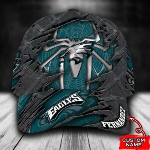 Custom Name NFL Philadelphia Eagles Spider Man All Over Print 3D Classic Cap 1