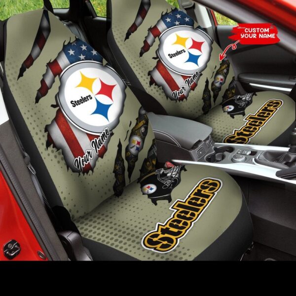 Custom Name NFL Pittsburgh Steelers Car Seat Covers