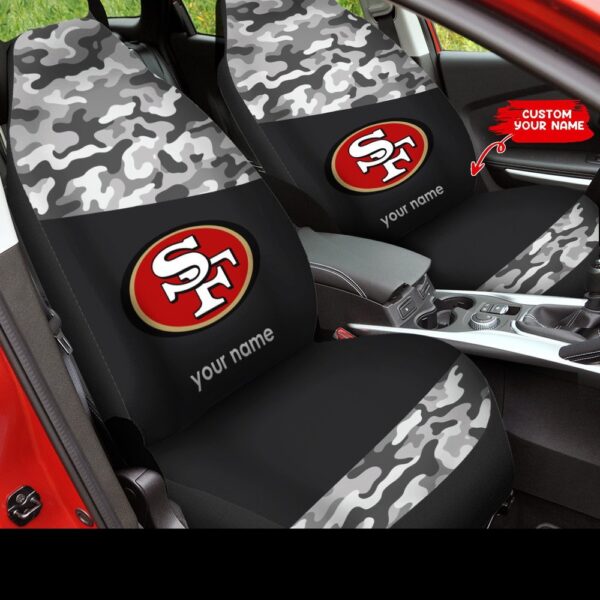 Custom Name NFL San Francisco 49ers Camo Car Seat Covers