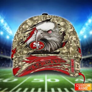 Custom Name NFL San Francisco 49ers Eagle Camo Baseball Cap 1