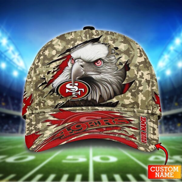 Custom Name NFL San Francisco 49ers Eagle Camo Baseball Cap