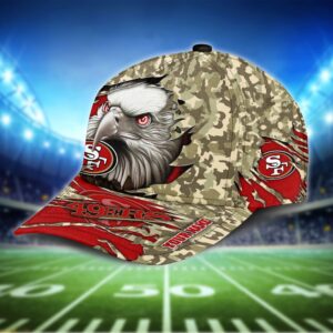 Custom Name NFL San Francisco 49ers Eagle Camo Baseball Cap 2