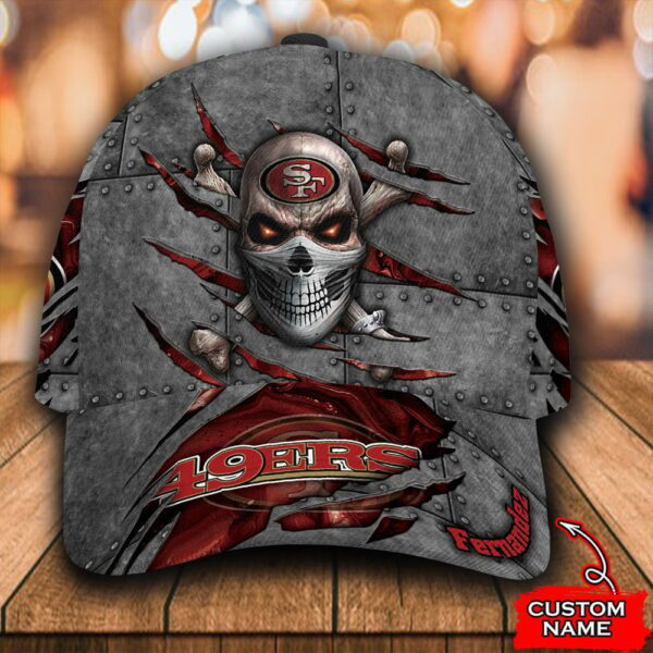 Custom Name NFL San Francisco 49ers Skull All Over Print – Red 3D Classic Cap