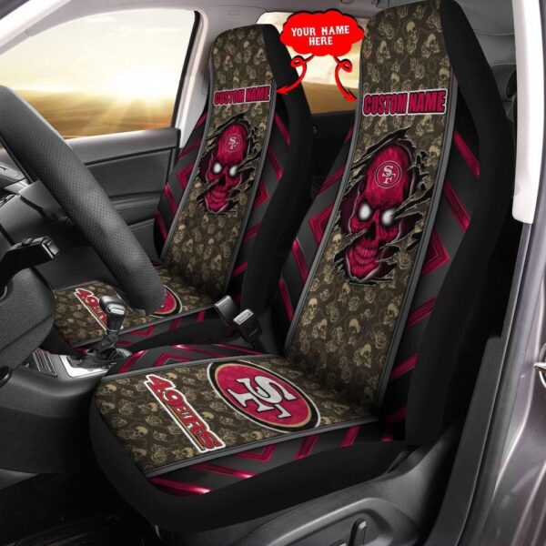 Custom Name NFL San Francisco 49ers Skull Camo Car Seat Covers