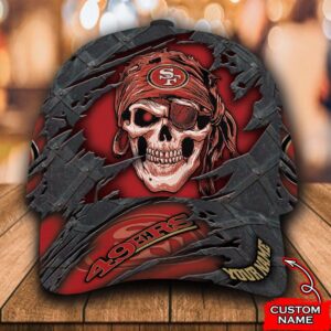 Custom Name NFL San Francisco 49ers Skull Classic Cap 1