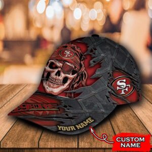 Custom Name NFL San Francisco 49ers Skull Classic Cap 2