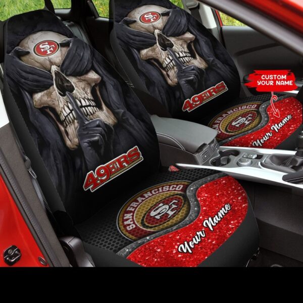 Custom Name NFL San Francisco 49ers Skull Pattern Car Seat Covers