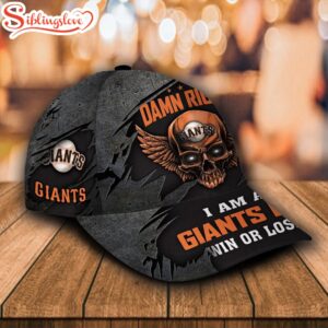 Custom Name NFL San Francisco Giants Skull Damn Right All Over Print 3D Classic Cap 1