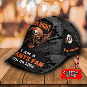 Custom Name NFL San Francisco Giants Skull Damn Right All Over Print 3D Classic Cap 2