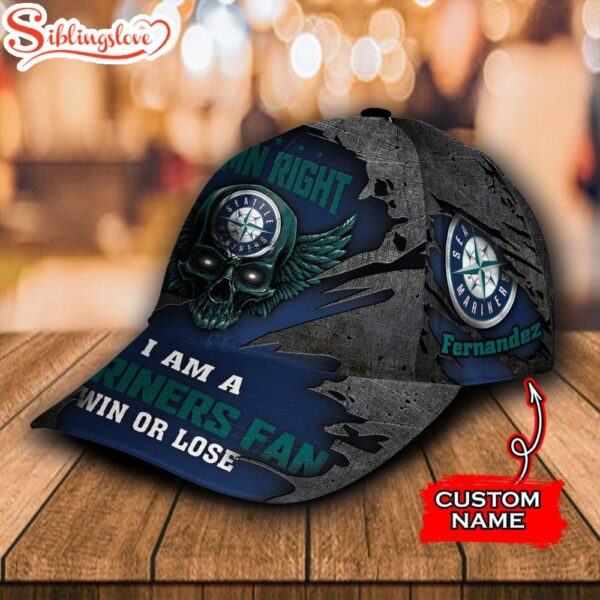 Custom Name NFL Seattle Mariners Skull Damn Right All Over Print 3D Classic Cap