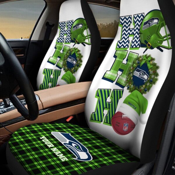 Custom Name NFL Seattle Seahawks Christmas Car Seat Covers