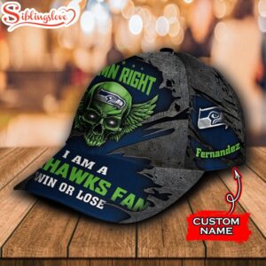 Custom Name NFL Seattle Seahawks Damn Right Text All Over Print 3D Classic Cap 2