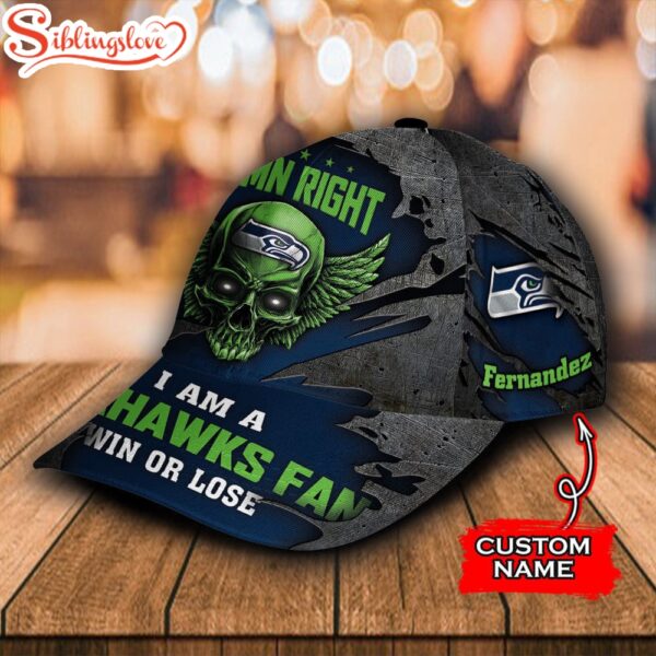 Custom Name NFL Seattle Seahawks Damn Right Text All Over Print 3D Classic Cap