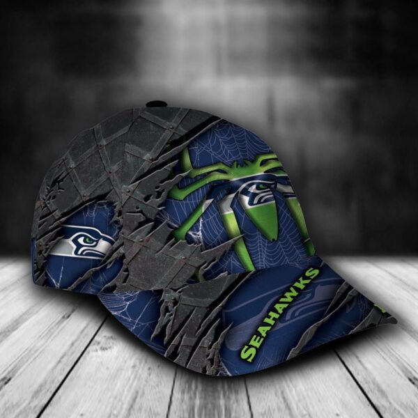 Custom Name NFL Seattle Seahawks Spider Man All Over Print 3D Classic Cap