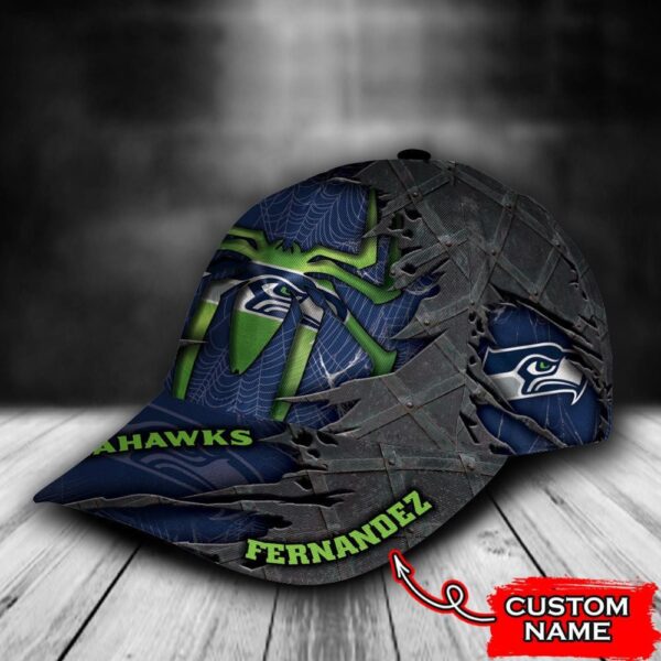 Custom Name NFL Seattle Seahawks Spider Man All Over Print 3D Classic Cap