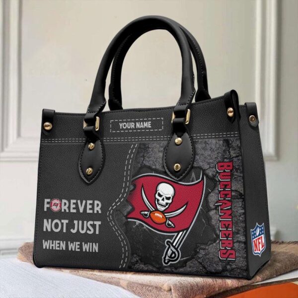 Custom Name NFL Tampa Bay Buccaneers Forever Not Just When We Win Leather Hand Bag