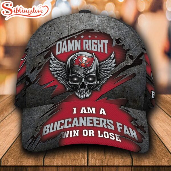 Custom Name NFL Tampa Bay Buccaneers Luxury Skull Damn Right All Over Print 3D Classic Cap