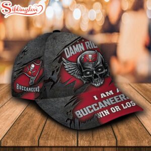 Custom Name NFL Tampa Bay Buccaneers Luxury Skull Damn Right All Over Print 3D Classic Cap 1