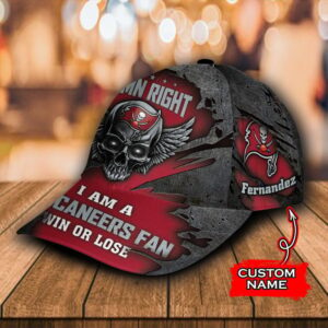 Custom Name NFL Tampa Bay Buccaneers Luxury Skull Damn Right All Over Print 3D Classic Cap 2