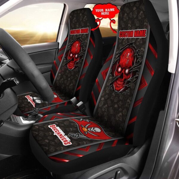 Custom Name NFL Tampa Bay Buccaneers Skull Car Seat Covers