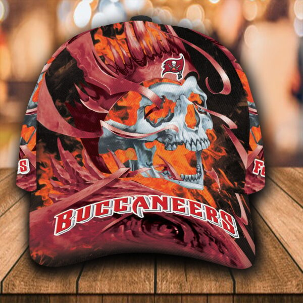 Custom Name NFL Tampa Bay Buccaneers Skull Flame All Over Print 3D Classic Cap