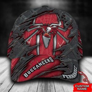 Custom Name NFL Tampa Bay Buccaneers Spider Web Rivet Pattern All Over Print 3D Classic Cap 1