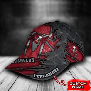 Custom Name NFL Tampa Bay Buccaneers Spider Web Rivet Pattern All Over Print 3D Classic Cap 3