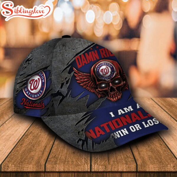 Custom Name NFL Washington Nationals Skull Damn Right All Over Print 3D Classic Cap