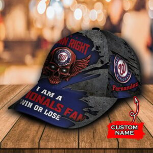 Custom Name NFL Washington Nationals Skull Damn Right All Over Print 3D Classic Cap 2