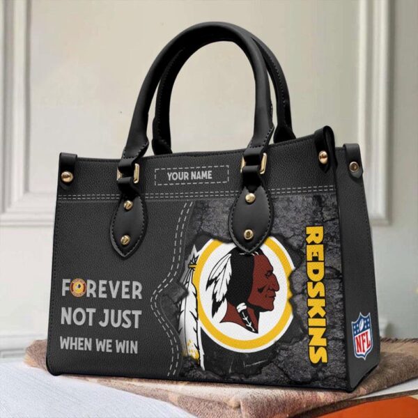 Custom Name NFL Washington Redskin Forever Not Just When We Win Leather Hand Bag