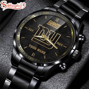 Custom Name New York Giants NFL Black Stainless Steel Watch For Fans 3