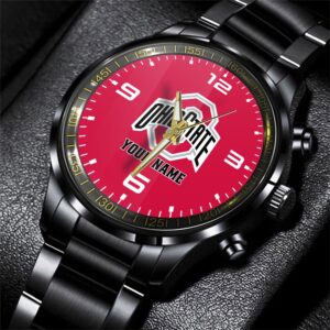 Custom Name Ohio State Buckeyes NCAA Black Hand Watch Gifts For Fans 1