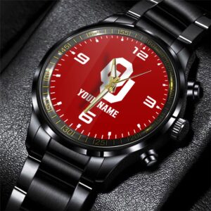 Custom Name Oklahoma Sooners NCAA Black Hand Watch Gifts For Fans 1