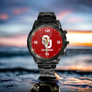 Custom Name Oklahoma Sooners NCAA Black Hand Watch Gifts For Fans 3