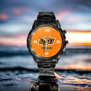 Custom Name Oklahoma State Cowboys NCAA Black Hand Watch Gifts For Fans 3